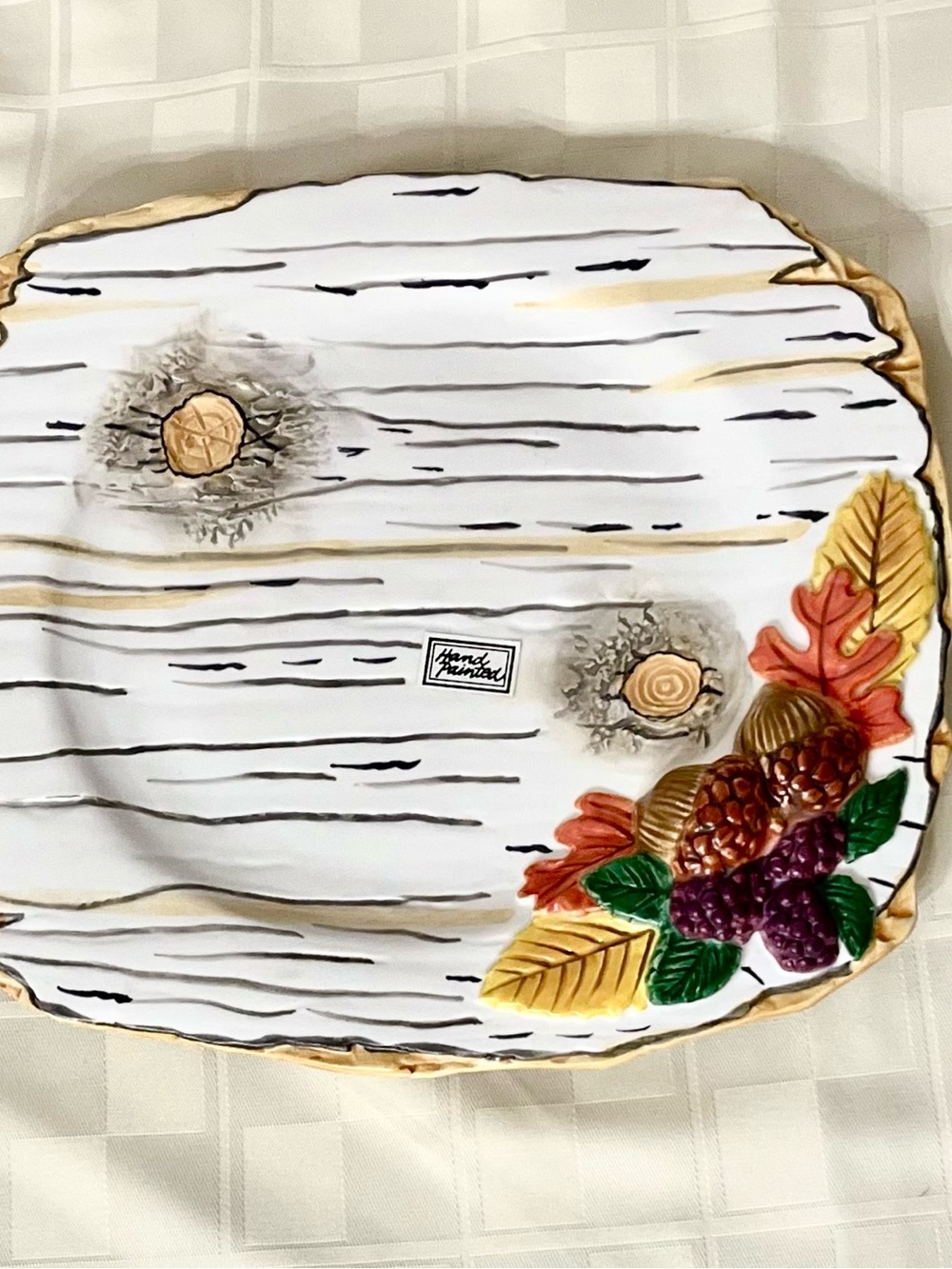 Department 56 White Woodland Platter with Autumn Accent Colors